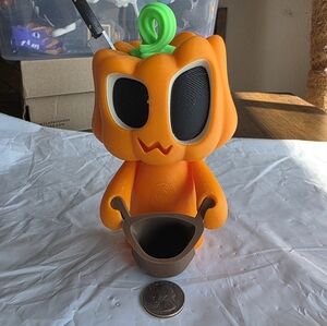 Orange Pumpkin Figurine with Green Stem